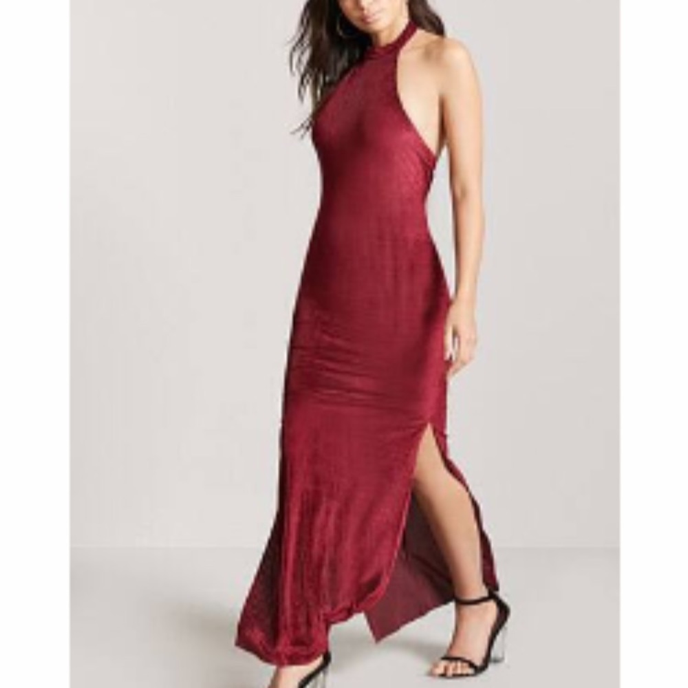 Forever 21 Halter slit velvet dress